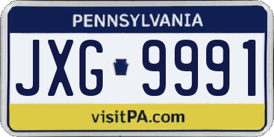 PA license plate JXG9991