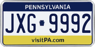PA license plate JXG9992
