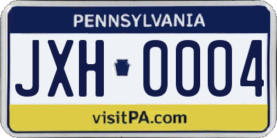 PA license plate JXH0004