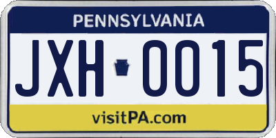 PA license plate JXH0015