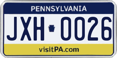 PA license plate JXH0026