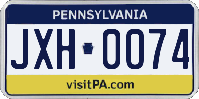 PA license plate JXH0074