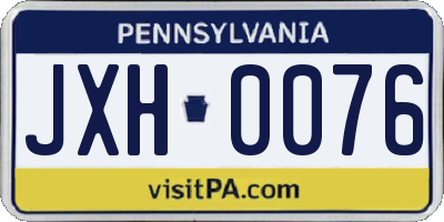 PA license plate JXH0076
