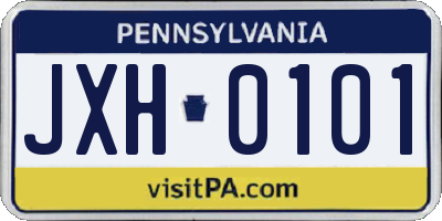 PA license plate JXH0101
