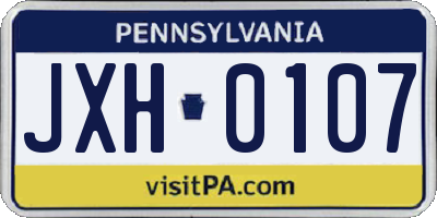 PA license plate JXH0107