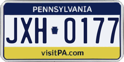 PA license plate JXH0177