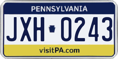 PA license plate JXH0243