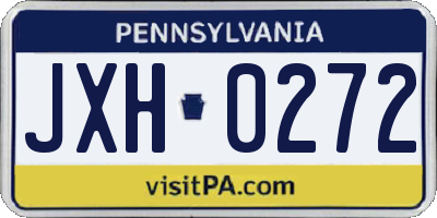 PA license plate JXH0272