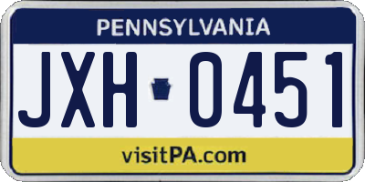 PA license plate JXH0451