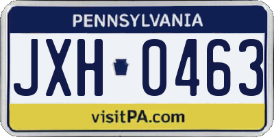 PA license plate JXH0463