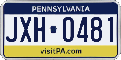 PA license plate JXH0481
