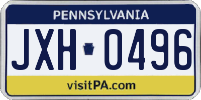 PA license plate JXH0496