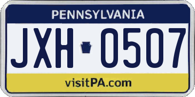 PA license plate JXH0507