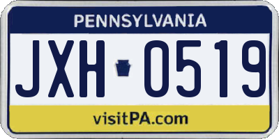 PA license plate JXH0519