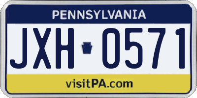PA license plate JXH0571