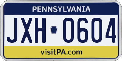PA license plate JXH0604