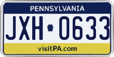 PA license plate JXH0633