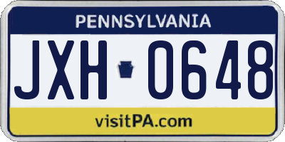 PA license plate JXH0648