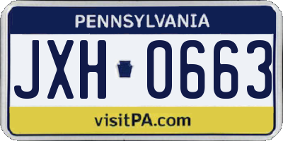PA license plate JXH0663