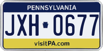 PA license plate JXH0677