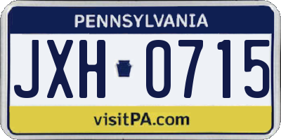 PA license plate JXH0715