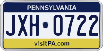 PA license plate JXH0722