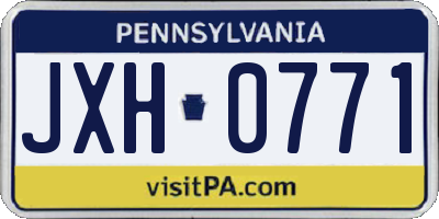 PA license plate JXH0771