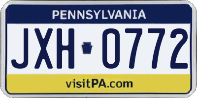 PA license plate JXH0772