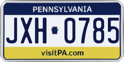 PA license plate JXH0785
