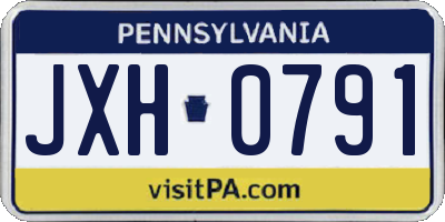 PA license plate JXH0791