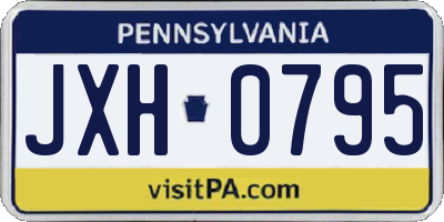 PA license plate JXH0795