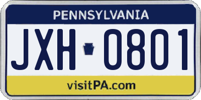 PA license plate JXH0801