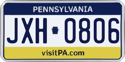PA license plate JXH0806