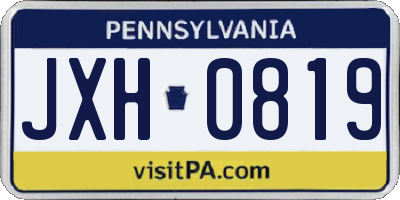 PA license plate JXH0819