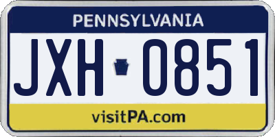 PA license plate JXH0851