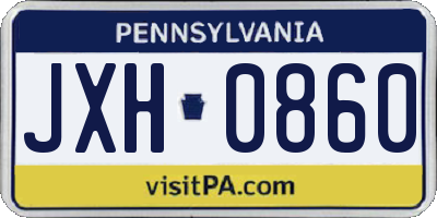 PA license plate JXH0860