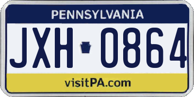 PA license plate JXH0864