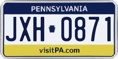 PA license plate JXH0871