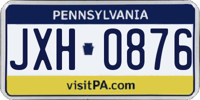 PA license plate JXH0876