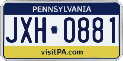 PA license plate JXH0881