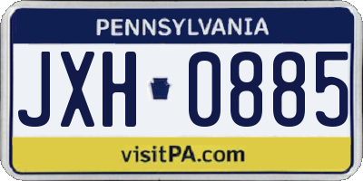 PA license plate JXH0885