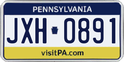 PA license plate JXH0891