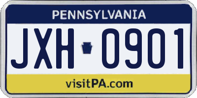 PA license plate JXH0901