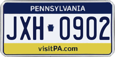 PA license plate JXH0902