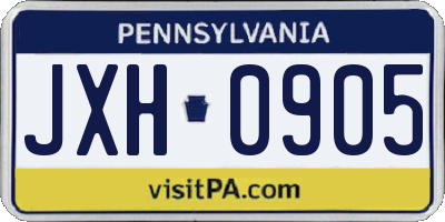 PA license plate JXH0905