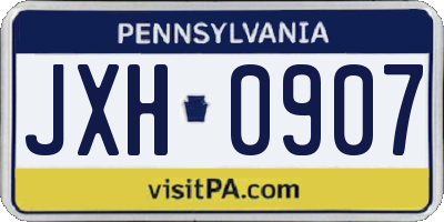 PA license plate JXH0907