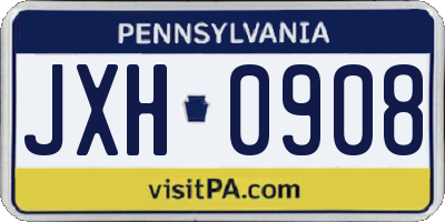 PA license plate JXH0908