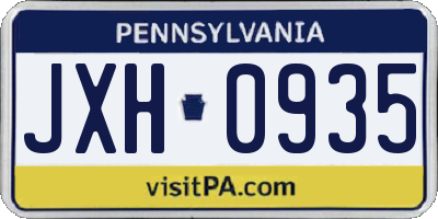 PA license plate JXH0935
