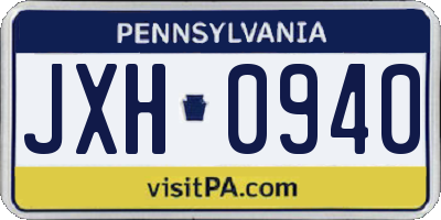 PA license plate JXH0940