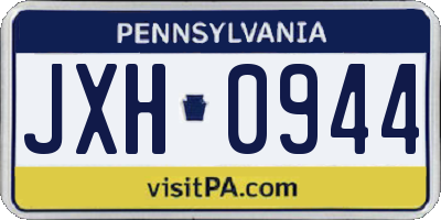 PA license plate JXH0944